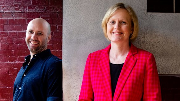 Belvoir Theatre's artistic director Eamon Flack and ABC reporter Sally Sara, who has penned a debut play about a foreign correspondent who returns to Australia to find everything changed.