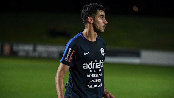 Bahraini refugee Hakeem Al-Araibi on the field for Pascoe Vale FC.