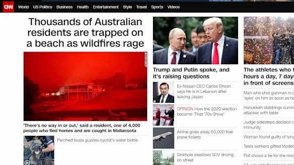 CNN's lead image story on New Year's Eve.