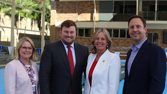 LNP candidate for Moncrieff Angie Bell with LNP vice president Cynthia Harding, president David Hutchinson and outgoing MP Steven Ciobo.
