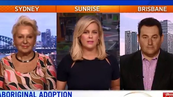 Sunrise's Sam Armytage (centre) presents the "Hot Topics" segment with Prue MacSween and Ben Davis.