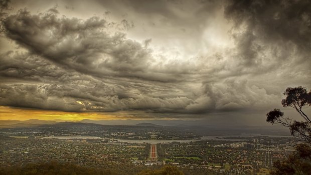 Angry sky at Mount Ainslie. 