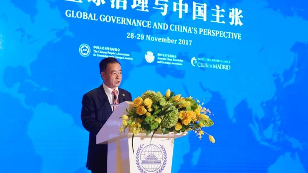 Controversial billionaire and Australian-Chinese political donor, Dr Chau Chak Wing, hosts a conference entitled Global Governance and China's Perspective, at his Imperial Springs resort in Conghua, China.