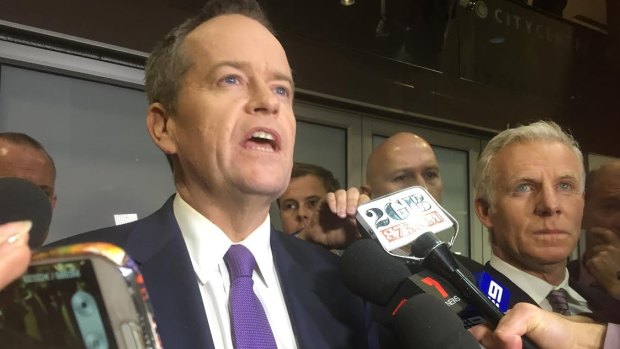 Labor leader Bill Shorten outside the Royal Commission into trade unions on Thursday. Nine hours of questioning often took the form of a political debate on the legitimate role of workplace community representatives.