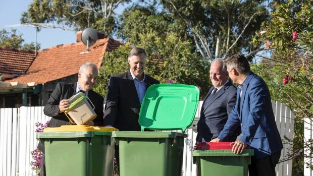 Melville Mayor Russell Aubrey, South Metropolitan Regional Council chairman Cameron Schuster, East Fremantle Mayor Jim O'Neill and Fremantle Mayor Brad Pettitt. 