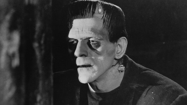 Boris Karloff as the monster in the 1931 classic film <i>Frankenstein</i>, based on the book by Mary Shelley.