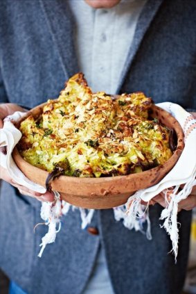 Waste not: Jamie Oliver's cauliflower and broccoli cheese bake, made from frozen vegetables, is a taste sensation.