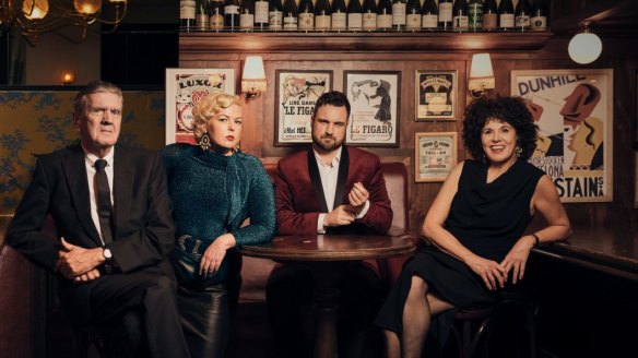 From left: Terry Durack, editor Myffy Rigby, Callan Boys and Jill Dupleix at Restaurant Hubert in Sydney.