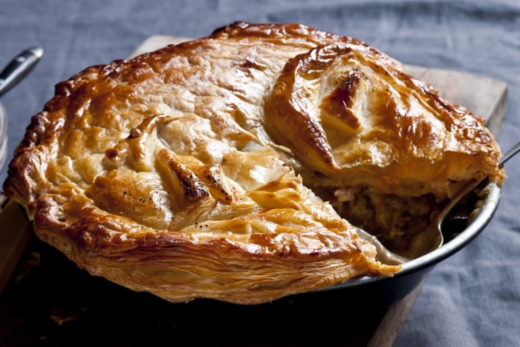 Karen Martini's chicken, leek and mushroom pie.