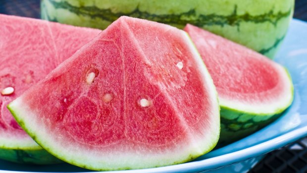 In the test, watermelon soaked up the most bacteria when dropped on the floor. 