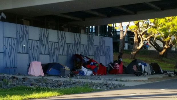 Rough sleepers have been camping out underneath the Go Between Bridge for weeks.