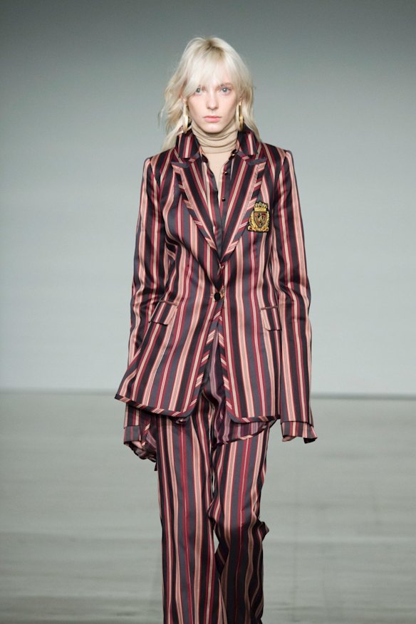 A striped pantsuit at Zimmermann.