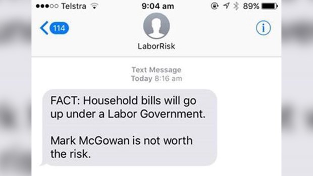 The anti-Labor text message.