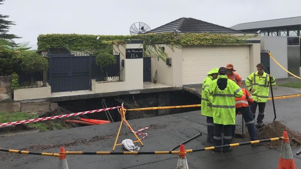 Four houses have been evacuated after the ground collapsed in Point Piper on Wednesday morning.