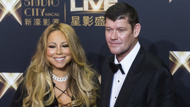 Crown's major owner James Packer (right) with his fiancee, pop diva Mariah Carey. 