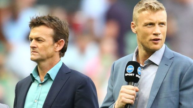 Personable tone: Adam Gilchrist and Andrew Flintoff at the Big Bash League.
