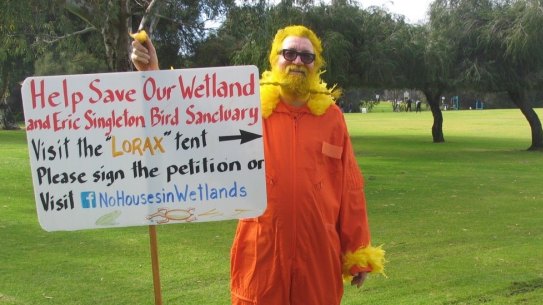 A protester makes his point. 