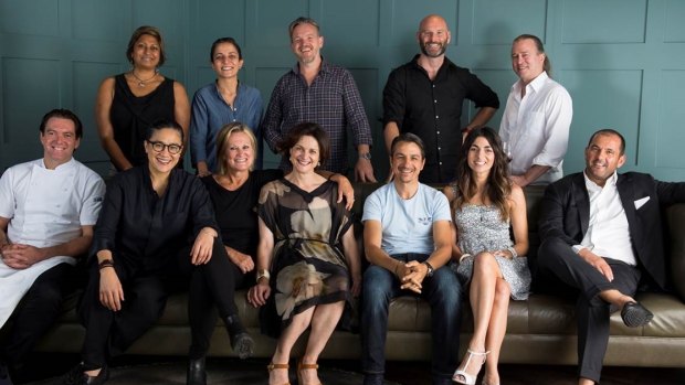 Chefs and authors: (Back row) Indira Naidoo, Sharon Salloum, Mike McEnearney, Alessandro Pavoni, Neil Perry. (Front row) Justin North, Kylie Kwong, Christine Manfield, Julie Gibbs, Giovanni Pilu, Silvia Colloca, Guillaume Brahimi.