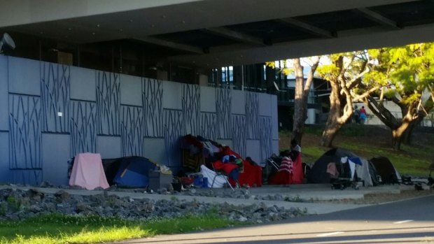 Rough sleepers have been camping out underneath the Go Between Bridge for weeks.