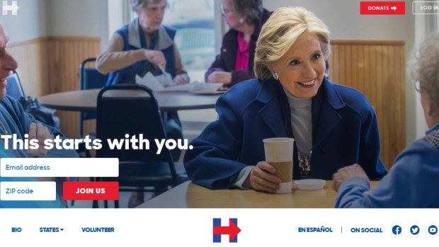 Hillary Clinton's campaign website with <i>that</i> logo. 