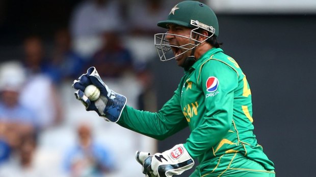 Pakistan captain and wicketkeeper Sarfraz Ahmed dismisses India's Kedar Jadhav off the bowling of Shadab Khan in the Champions Trophy final at the Oval on Sunday.
