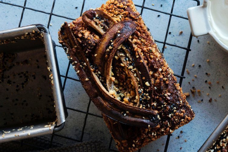 Banana bread with chai spiced creme fraiche at Three Blue Ducks.