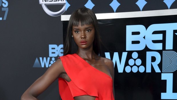 Duckie Thot arrives at the BET Awards at the Microsoft Theater.