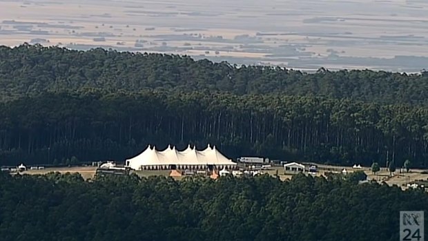 Footage of Falls Festival set up near Lorne on Boxing Day, 2015. 