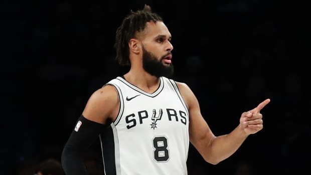 Patty Mills after scoring one of his seven three-point baskets.