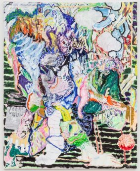 Fergus Binns: Rein in your Electrics, acrylic, texta, pencil and liquid paper on canvas, 74.5 x 60 cm.