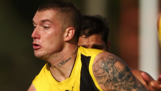 Hot property: Dustin Martin is loved by Tigers supporters.
