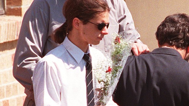 Matthew De Gruchy at the funeral of his mother, brother and sister in 1996.