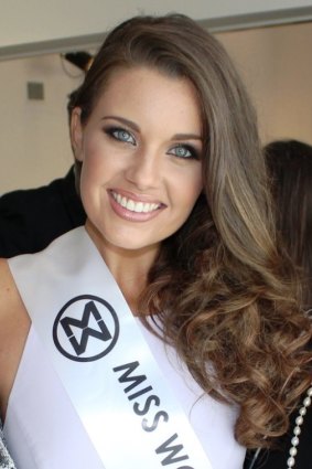 One of the 2014 Miss World finalists, Courtney Thorpe.