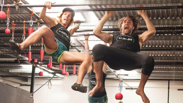 Monkeying around for the sake of fitness: Lisa Parkes and Lex Richards.