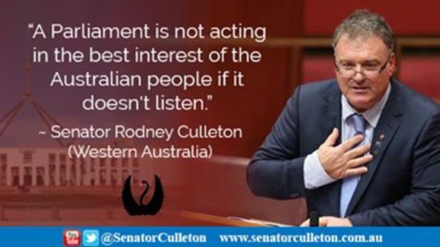 Former senator Rod Culleton has updated his Facebook page.