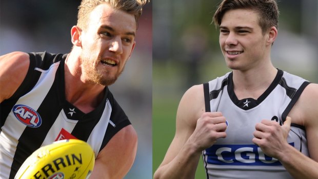 Already sidelined: Collingwood's Lachie Keeffe and Josh Thomas tested positive to a banned substance last year