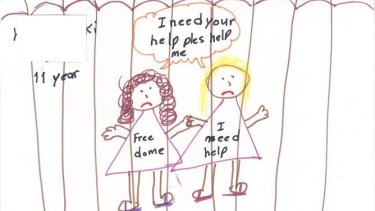 A picture drawn by children detained on Christmas Island: The UN has questioned whether Australia's treatment of children is in breach of the anti-torture convention.