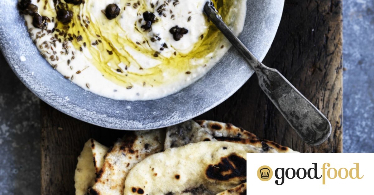 Dan Lepard's white bean puree and fried capers with tapenade flatbreads