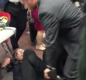 Time photographer Christopher Morris after being slammed to the ground by a US Secret Service agent at rally for Donald Trump.