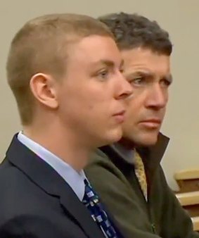 Brock Turner and his father Dan Turner in court. Dan Turner offered supportive character testimony.