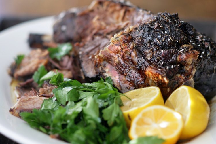 Slow-cooked Greek lamb.