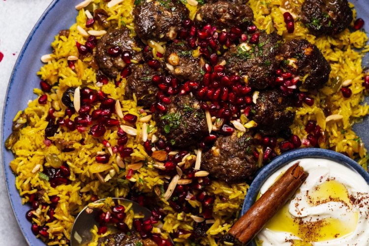 RecipeTin Eats' beef koftas with Persian jewelled rice.