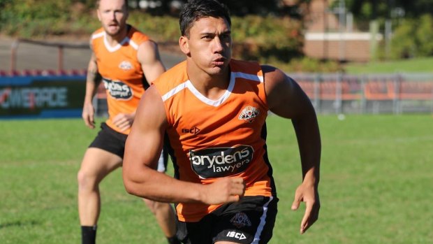 New start: Elijah Taylor trains with Wests Tigers.