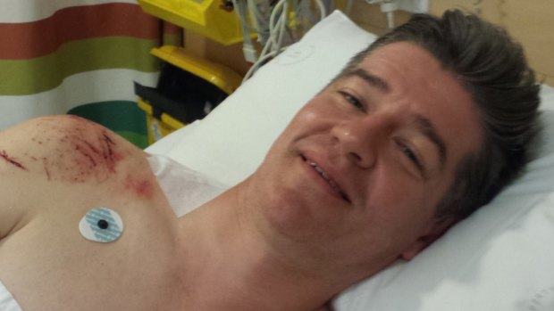 Lucky to be alive: Mr Ludlow underwent surgery at Royal North Shore Hospital.