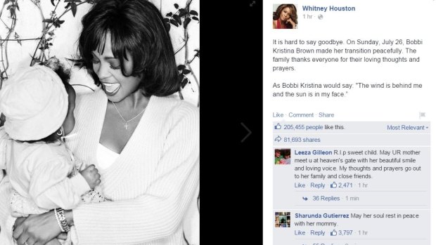 A tribute uploaded to Whitney Houston's official Facebook page