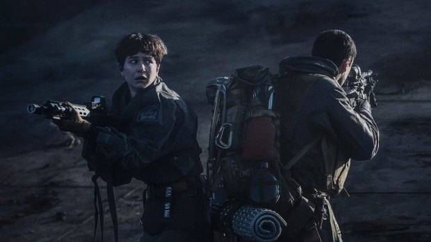 Action for Katherine Waterston in <i>Alien Covenant</i>.