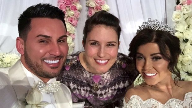 Salim and Aysha Mehajer with Missy Higgins, centre, who sang at the wedding.