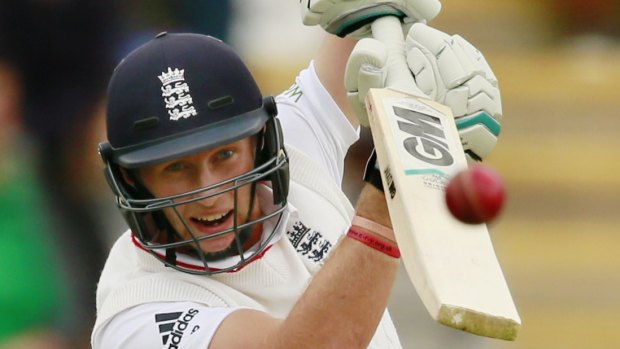 England's Joe Root on his way to a century at Cardiff after being dropped early by Brad Haddin.
