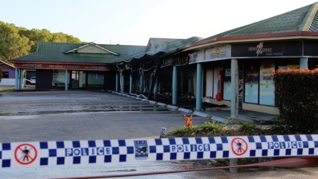 A dog died during a fire at a Mackay shopping complex.