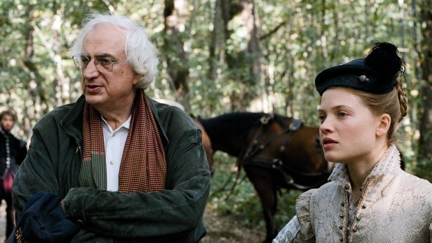 Bertrand Tavernier (with Melanie Thierry) on the set of his 2010 film <i>The Princess of Montpensier</i>.
